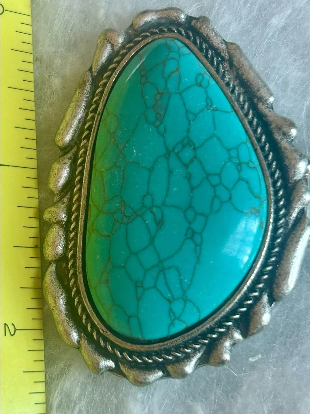 Large Southwestern Faux Turquoise Statement Stretch Ring (c. 2000s–2010s)